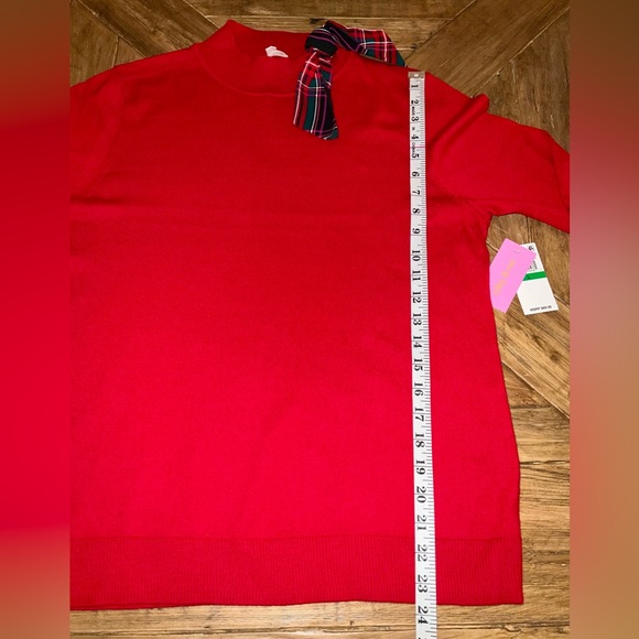 Riley & Rae red sweater with plaid bow embellishment - size large - nwt - Picture 5 of 8